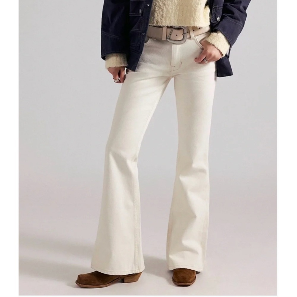 We The Free West Coast Relaxed Flare Jeans Cream Off White Size 25 High Rise